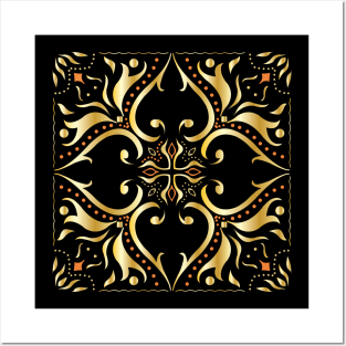 Arabic Moroccan Golden Pattern Posters and Art